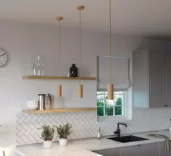 Accessoires*Creative Cables Abat-jour seul, Tub-E14 avec douille à double bague, bois, L6cm, H15,3cm - bois clair