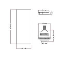 Accessoires*Creative Cables Abat-jour seul, Tub-E27 avec douille à double bague, bois de hêtre, L8,6cm, H20cm - bois clair