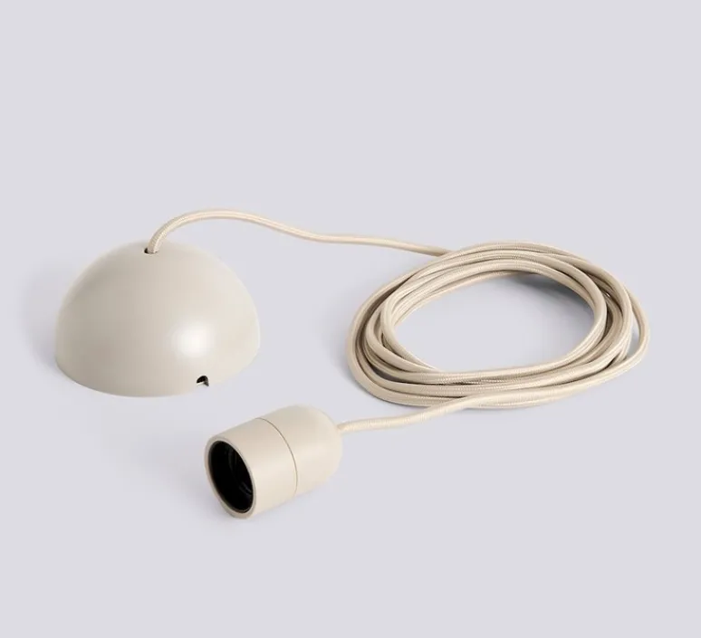 Rosace & Câble*HAY Accessoire, Cord set 4m avec rosace et douille E27, , Ø12cm, H6cm - gris