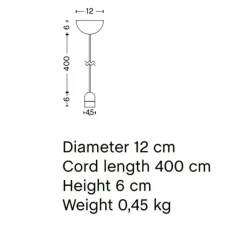 Rosace & Câble*HAY Accessoire, Cord set 4m avec rosace et douille E27, , Ø12cm, H6cm - gris