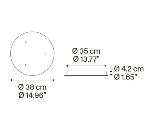 Accessoire, Rosace 3 lights, noir mat, Ø38cm, H4,2cm - Lodes