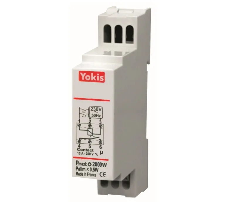 Transformateur*Yokis Accessoire, V5 Filaire, Simple, Télérupteur modulaire filaire 2000W x1, L6,5cm, H2,5cm -