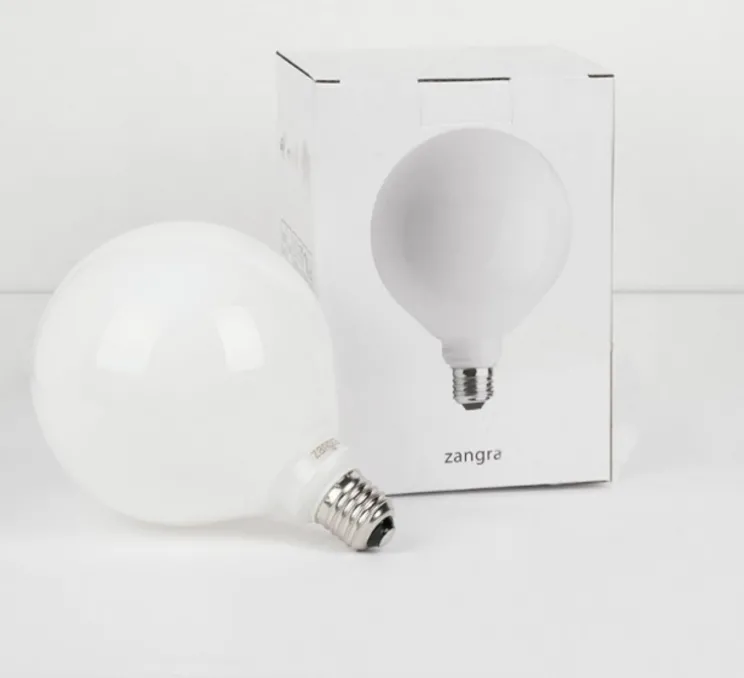 Accessoires, ampoule, E27, verre opale, blanc, LED, dim, 2700K, 350lm, Ø12,5cm, H17,5cm - Zangra