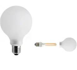 Ampoule*Zangra Ampoule à filament, E27, blanc opalin, LED, 2700K, 350lm, Ø9,5cm, H14,7cm - transparent, blanc