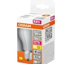Ampoule, E27, dépolie, LED, 5,8W, 2700K, 806lm, dimmable, Ø6cm, H10,5cm - Osram