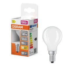 Ampoule, E14, dépolie, LED, 3,4W, 2700K, 470lm, Ø4,5cm, H8,4cm - Osram