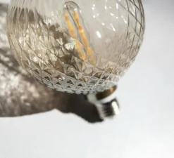 Ampoule, E27, L, cristal, fumé, Ø12,5cm, LED, filament, 2200K, 300lm - Zangra