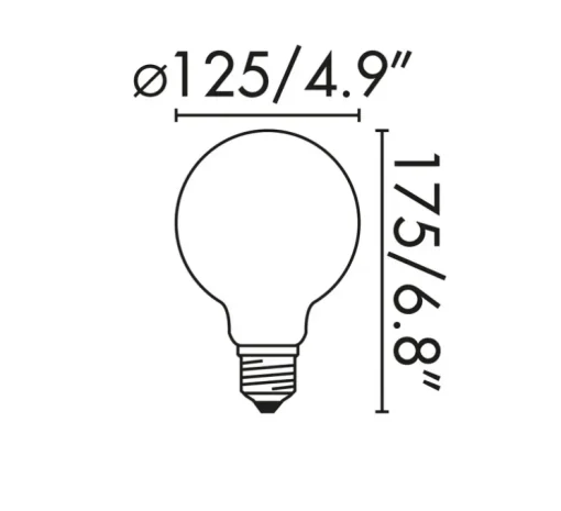 Ampoule globe E27 mat LED 6W 2700K, 800lm, Ø12,5cm, H17,5cm - Faro