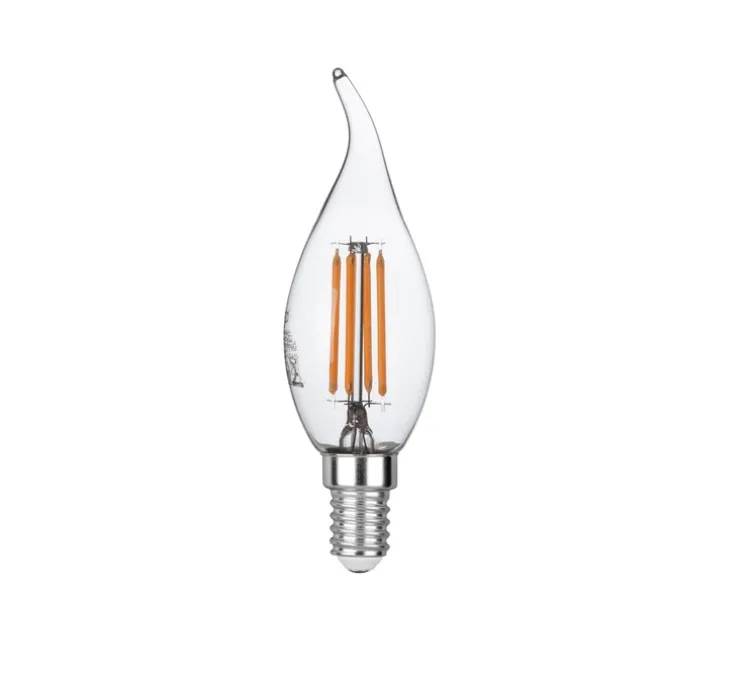 Ampoule LED, E14, Coup de vent, Transparent, filaments, 2700K, 470 lm, Ø3,5cm, H12cm - Nedgis