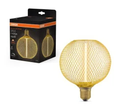 Ampoule LED, E27, Decor cage métal globe 125, or,1800K, 150 lm, Ø12,5cm, H15cm - Osram