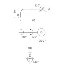 Applique*Nemo Lighting Applique, De Marseille Mini, , L85cm, H50cm - Le Corbusier - blanc