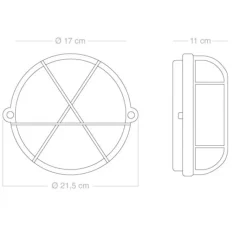 Applique*Zangra Applique de salle de bain, hublot en bakélite, IP54, blanc, verre transparent, H17cm, L21,5cm -