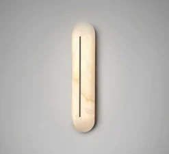 Applique de salle de bain, Hepworth, bronze et albâtre, IP44, LED, dim, 2700K, L10cm, H46cm - CTO lighting