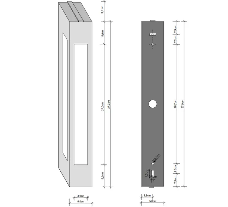 Applique*Decor Walther Applique de salle de bain, Bloc 37, , IP44, L5cm, H37cm - nickel
