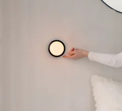 Applique de salle de bain, Bee, noir givré, IP65, Ø12cm, H18cm - Humble