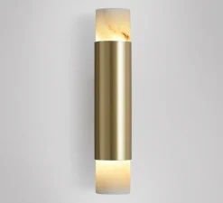 Applique*CTO lighting Applique de salle de bain, Roma Tall , , IP44, LED, 2700K, L5,4cm, H8,5cm - laiton et albâtre