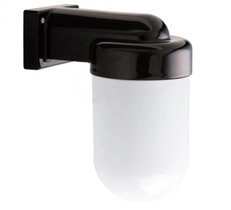 Applique*Zangra Applique de salle de bain, Pure Porcelaine, , verre opalin Glass 009, IP54, L8cm, H6cm- noir