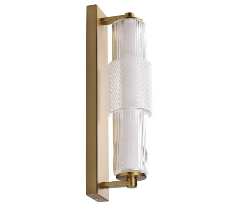 Applique de salle de bain, Mojo, transparent, laiton, LED, dim, 3000K, 1096 lm, L8cm, H45cm - Nexel