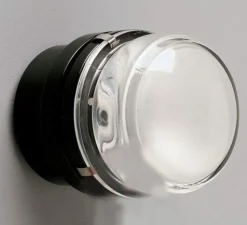 Plafonnier & Spot|Applique*Oluce Applique de salle de bain, Fresnel, IP44, , Ø12cm, H10cm - noir