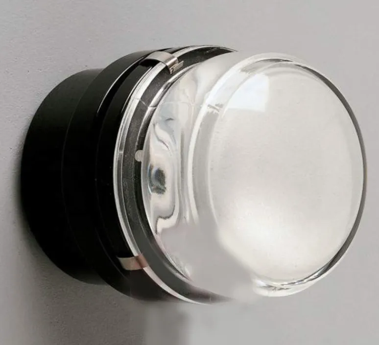 Plafonnier & Spot|Applique*Oluce Applique de salle de bain, Fresnel, IP44, , Ø12cm, H10cm - noir