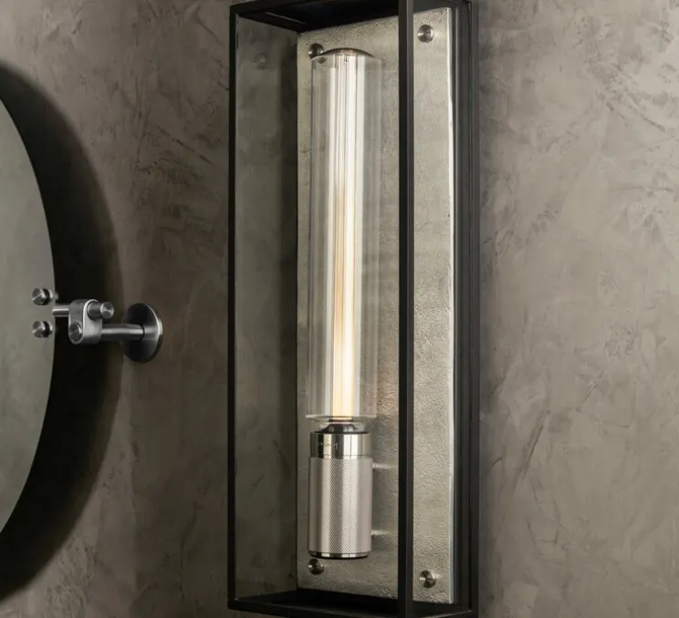 Applique de salle de bain, Caged wet, large, gris acier, IP44, L18cm, H48,8cm - Buster & Punch