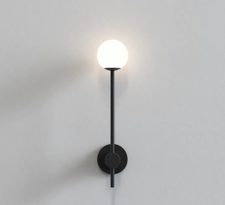 Applique de salle de bain, Orb single, noir mat, IP44, L8cm, H38cm - Astro