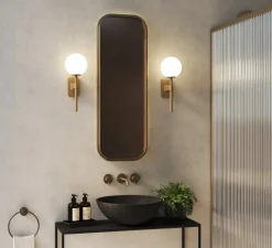 Applique*Astro Applique de salle de bain, Tacoma Single, , IP44, L7cm, H27cm - Lighting laiton, verre opalin