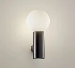 Applique*LEDS C4 Applique de salle de bain, Mist simple, , IP44, Ø10cm, H20cm - Noir