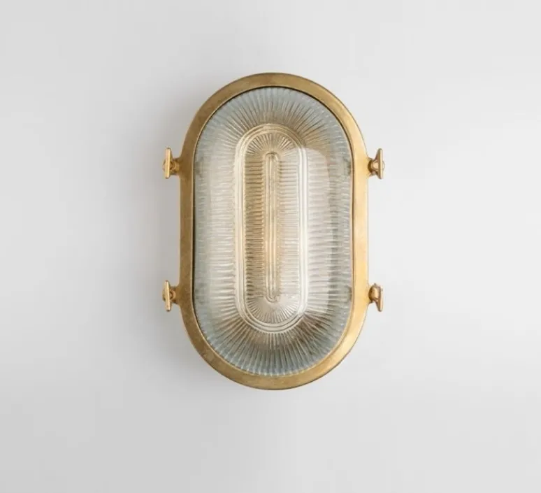 Applique*Zangra Applique d'extérieur, Bart, avec verre prismatique, , IP64, L16cm, H26cm - laiton