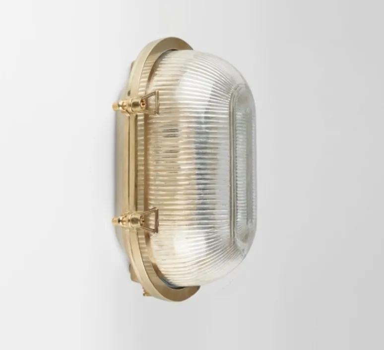 Applique*Zangra Applique d'extérieur, Bart, avec verre prismatique, , IP64, L16cm, H26cm - laiton