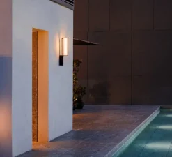 Applique*Vibia Applique d'extérieur, Class, 2820, , IP65, LED, dim, bouton-poussoir, 2700K, 495 lm, L9cm, H60cm - noir mat