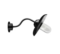 Applique d'extérieur, Col de cygne, rétro noir, verre transparent, IP53, L29cm, H44cm - Zangra