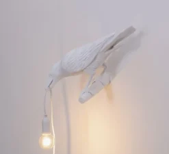 Applique d'extérieur, Corbeau, Bird Lamp Looking Left Outdoor, blanc, L32,8cm, H14,5cm - Seletti