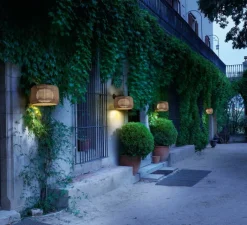 Applique*Bover Applique d'extérieur, Fora A, , IP66, Ø50cm, H40,5cm - marron graphite, rotin