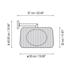 Applique*Bover Applique d'extérieur, Fora A, , IP66, Ø50cm, H40,5cm - marron graphite, rotin