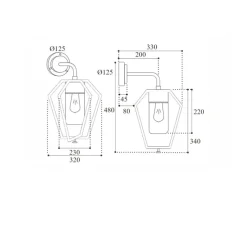 Applique*Moretti Luce Applique d'extérieur, Gemstone 3451, , IP44, L32cm, H48cm - Laiton vieilli