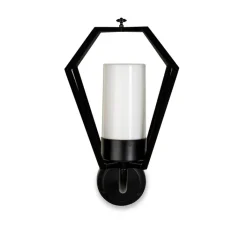 Applique*Moretti Luce Applique d'extérieur, Gemstone 3451, , verre opale, IP44, Ø33cm, H48cm - Noir