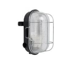 Applique d'extérieur, Hublot, bakélite et verre transparent, noir, IP54, L13,5cm, H19,5cm - Zangra