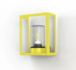 Applique*Roger Pradier Applique d'extérieur, Hugy N° 1, , IP65, L20,6cm, H25,3cm - verre clair, jaune souffre