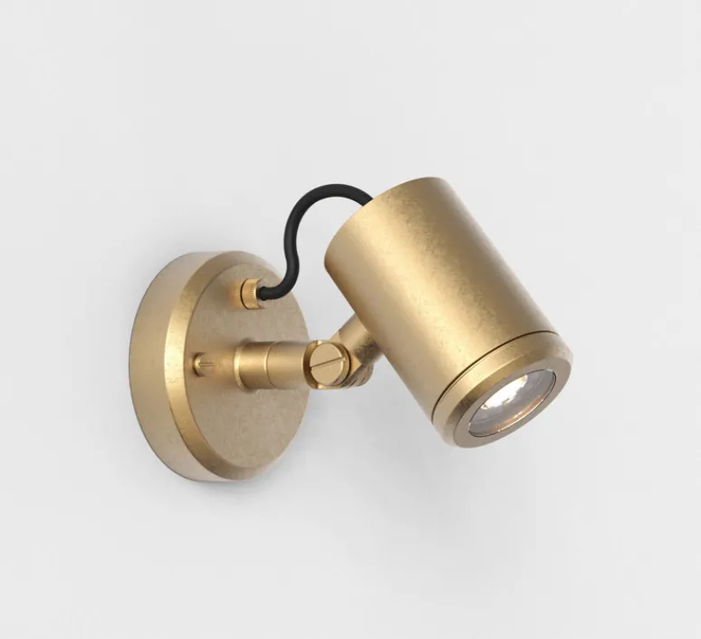 Applique*Astro Applique d'extérieur, Jura Single Spot, laiton massif, IP65, L12cm, H15,5cm - métal, laiton