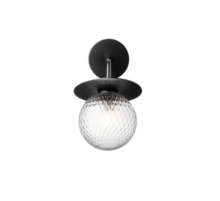 Applique*Nuura Applique d'extérieur, LIILA , , IP54, Ø14cm, H26cm - noir, globe transparent