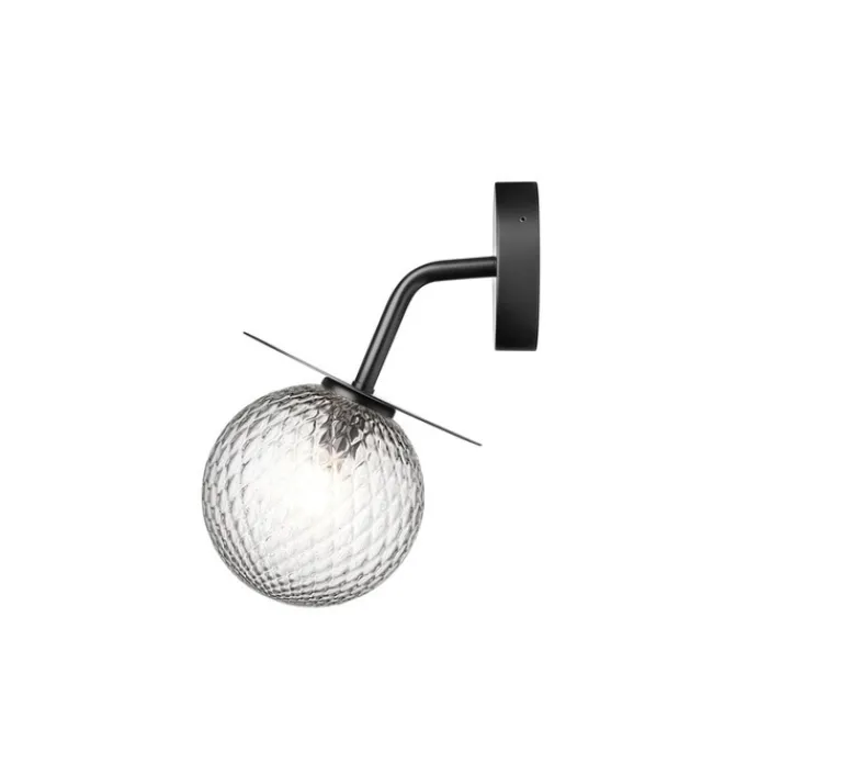 Applique*Nuura Applique d'extérieur, LIILA , , IP54, Ø14cm, H26cm - noir, globe transparent