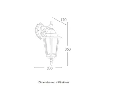 Applique*Nedgis Applique d'extérieur, Milano B, , IP44, L20,8cm, H36cm - noir