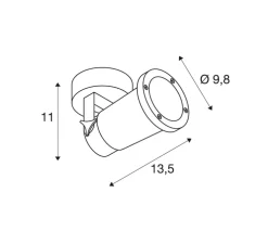 Applique d'extérieur, orientable, Nautilus 25, noir, IP54, L9,8cm, H11cm - SLV
