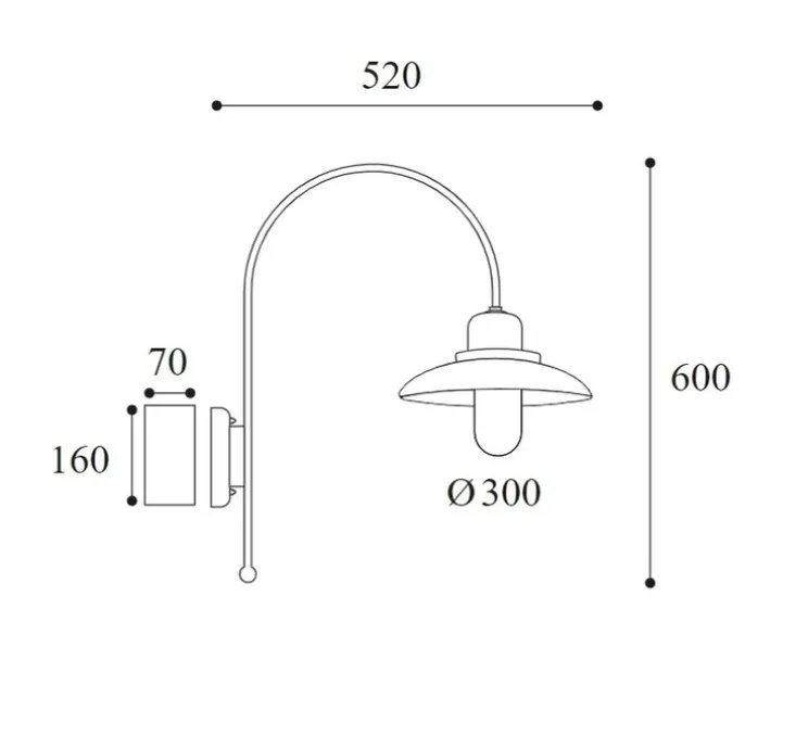 Applique d'extérieur, Patio 1760, cuivre, IP44, L30cm, H60cm - Moretti Luce