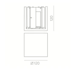 Applique d'extérieur, Perseo, gris, IP65, LED, 3000K, 760 lm, L12cm, H12cm - ACB