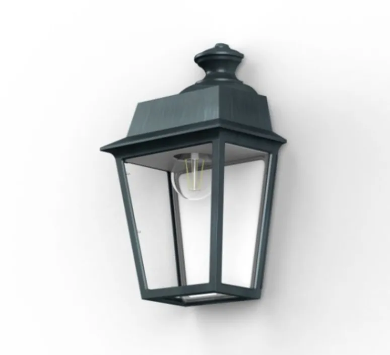 Applique*Roger Pradier Applique d'extérieur, Place des Vosges 1 Evolution, modèle n°2, , IP44, L21,6cm, H34cm - vert de gris, verre clair