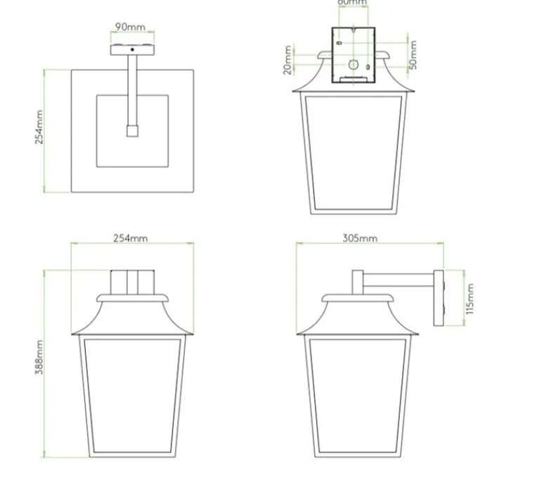 Applique*Astro Applique d'extérieur, Richmond Lantern 254, , IP23, L25cm, H39cm - Noir