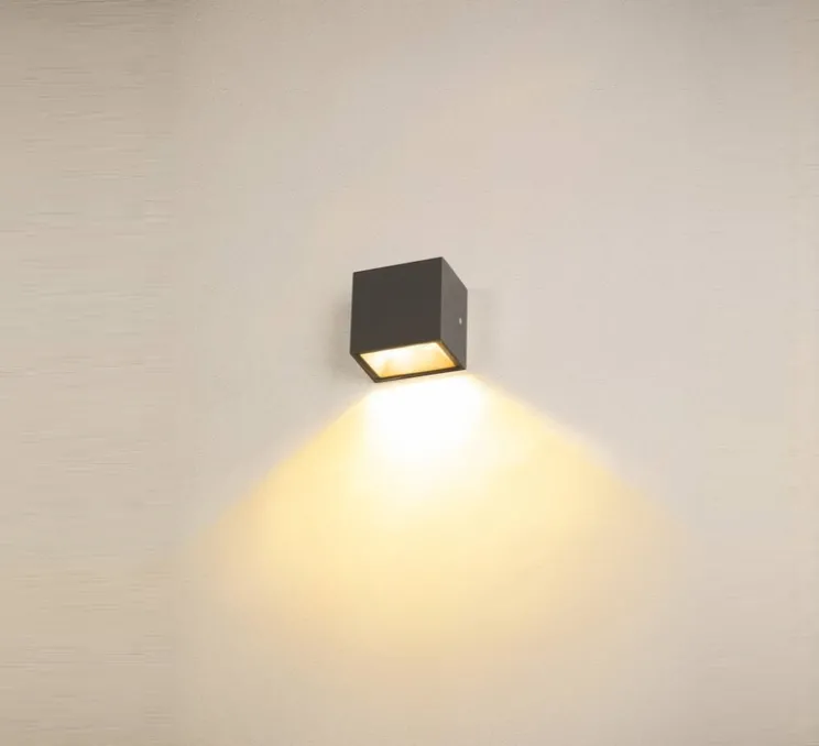 Applique d'extérieur, Sitra cube S, anthracite, IP65, LED, dim, 3000-4000K, 620 lm, L11,8cm, H11cm - SLV