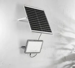 Applique d'extérieur, solaire, Glaser, argent, IP65, LED, 3000K, 1200 lm, L28,5cm, H25,3cm - Nedgis
